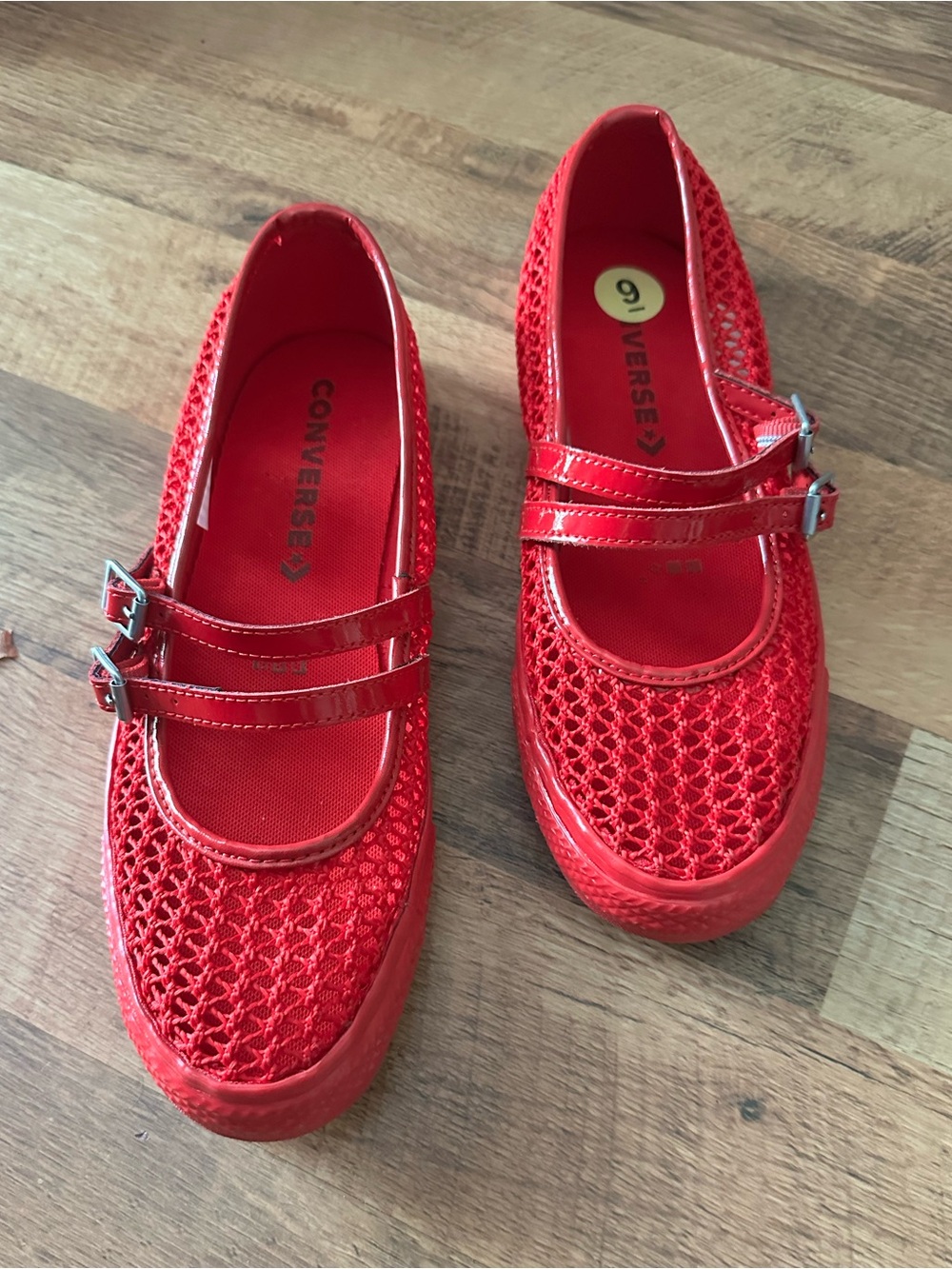 Converse Dainty Mary Jane Breezy Knit Flats Shoes/ Red NWOT~9